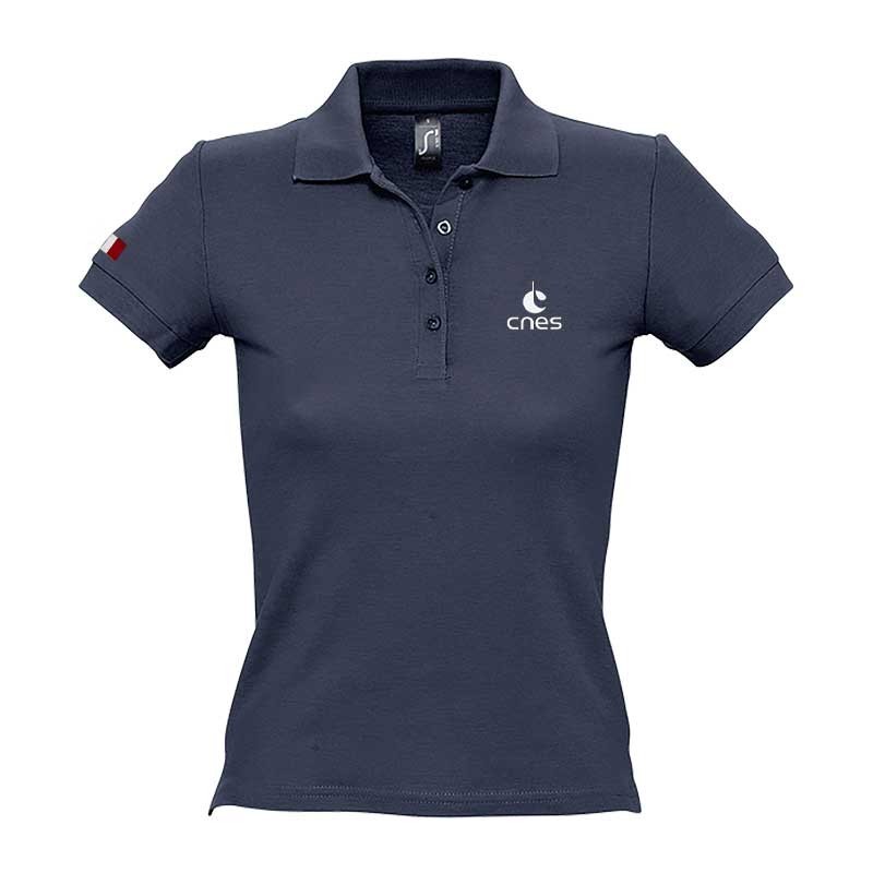 Women's "Made in CNES" navy blue polo shirt