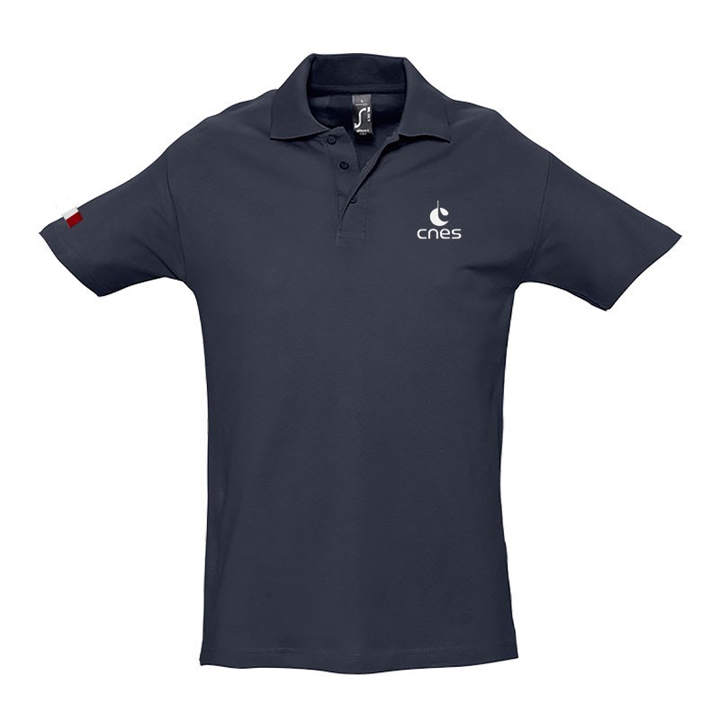 Men's "Made in CNES" navy blue polo shirt