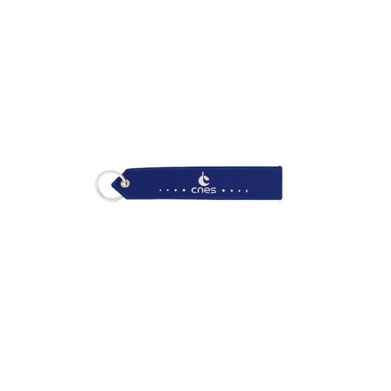 CNES blue key ring "Remove before Launch"