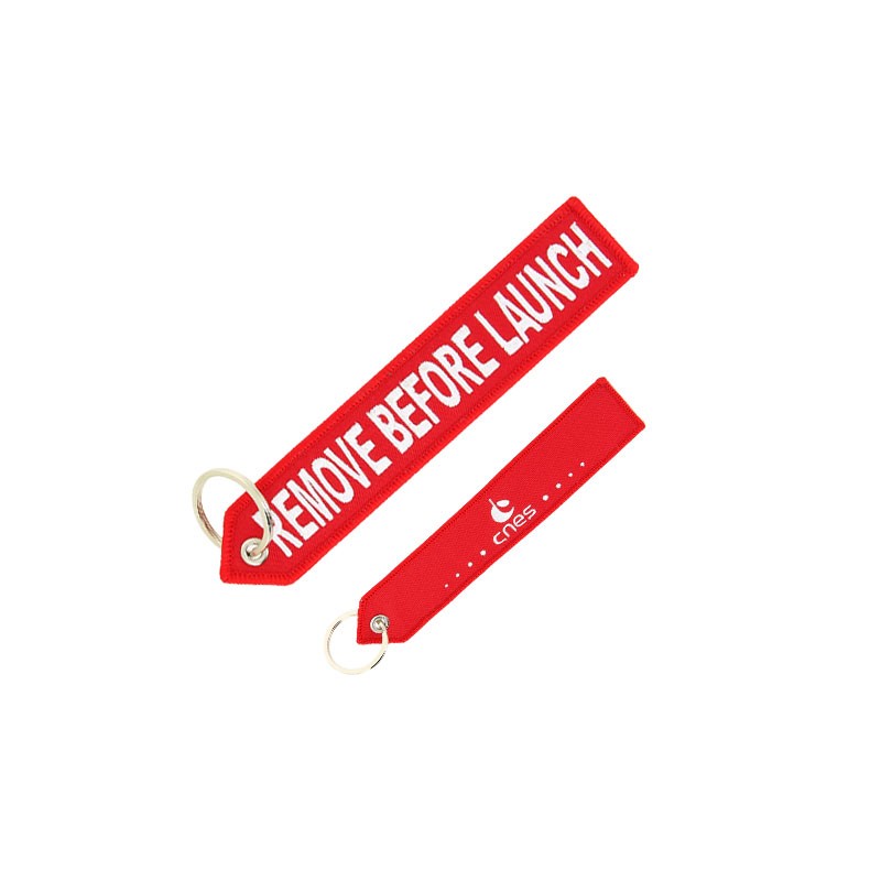 Porte-clés rouge CNES "Remove before Launch"