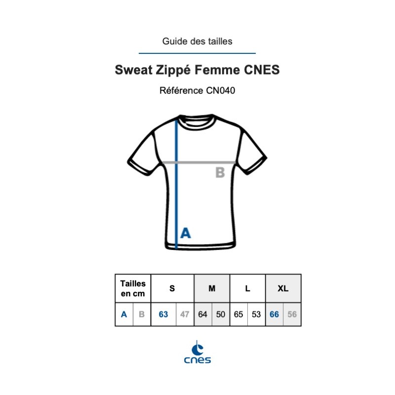 Women's "Made in CNES" navy blue zipped hoodie