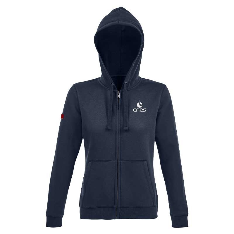 Women's "Made in CNES" navy blue zipped hoodie