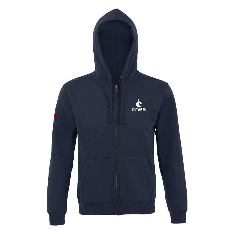 Men's "Made in CNES" navy blue zipped hoodie