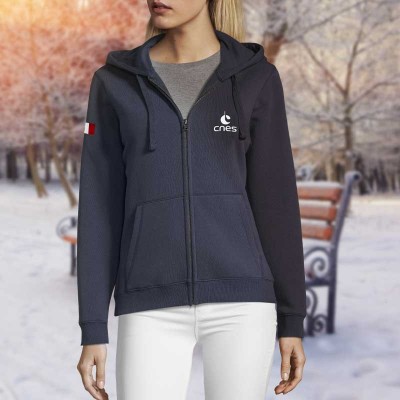 Sweat zippé à capuche Femme...