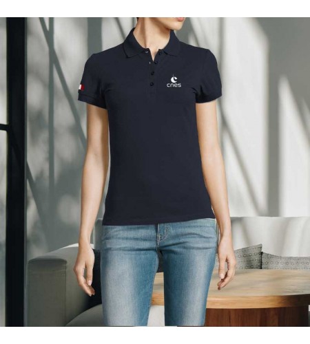 Polo Femme "Made in CNES" bleu marine